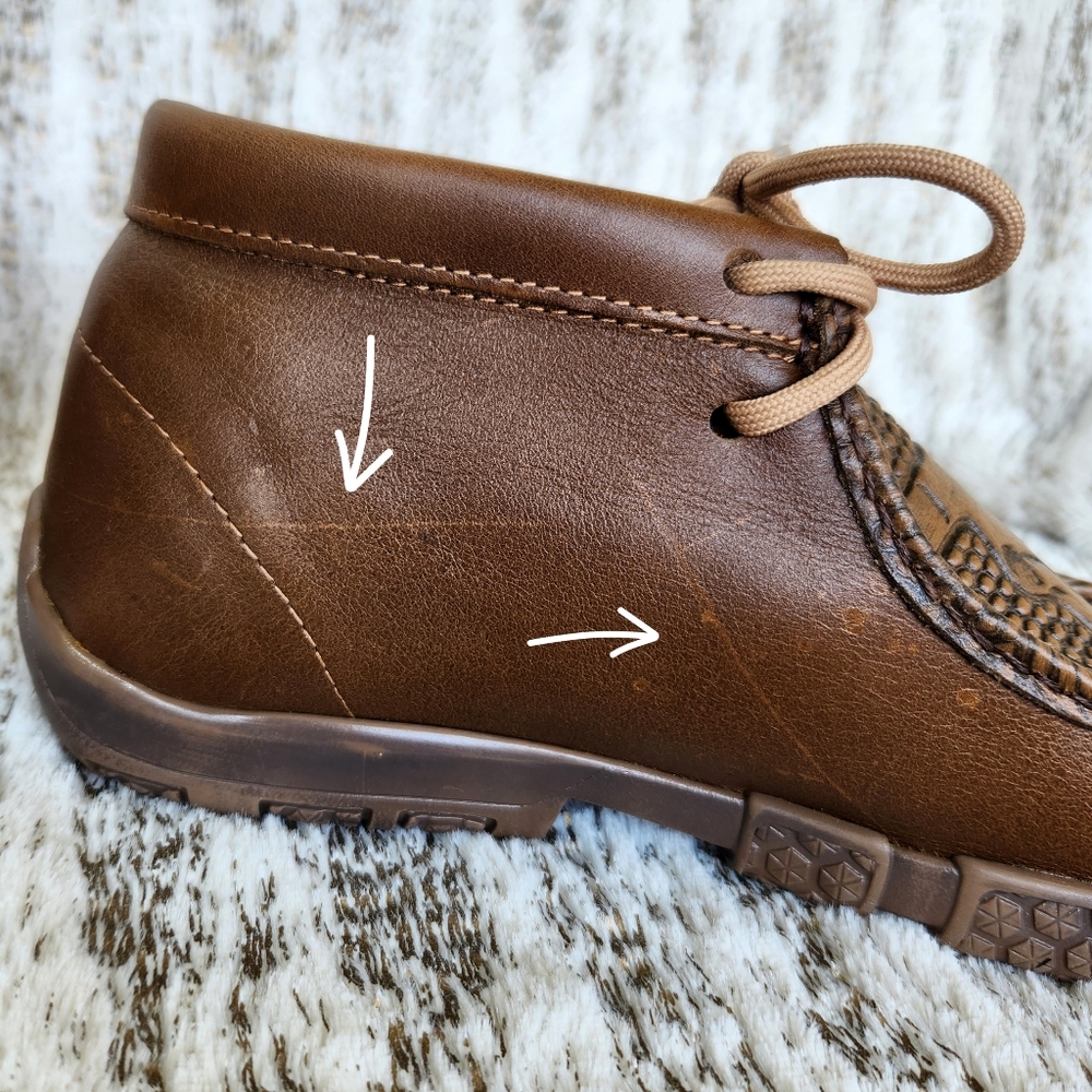 Reywelt Western Chukka Boot Loafer Brown Leather Steer Head | Men's Size 8 - Picture 13 of 14
